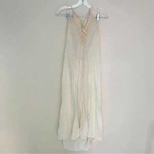 Lassah Cotton Crochet Halter Maxi  Dress L